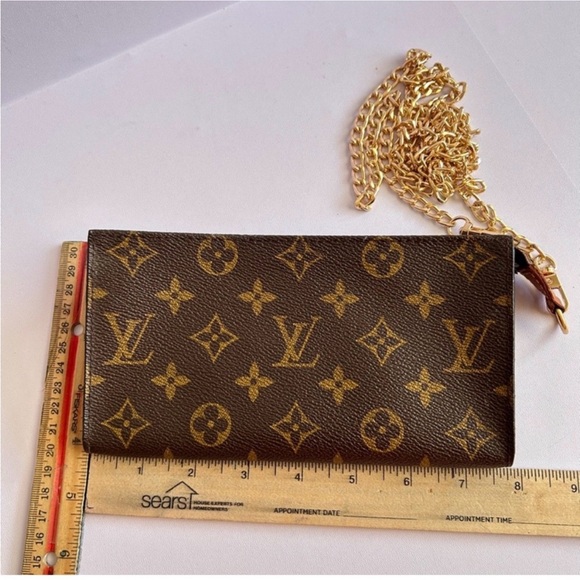 Vintage LOUIS VUITTON Monogram Women’s Bucket Pouch GM Brown, Beige Authentic - Picture 15 of 17